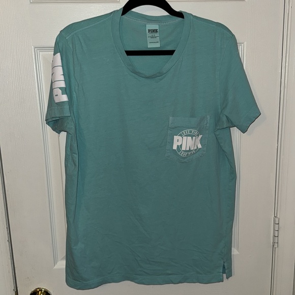 PINK Victoria’s Secret T-shirt Size S Color Blue White - Picture 2 of 12